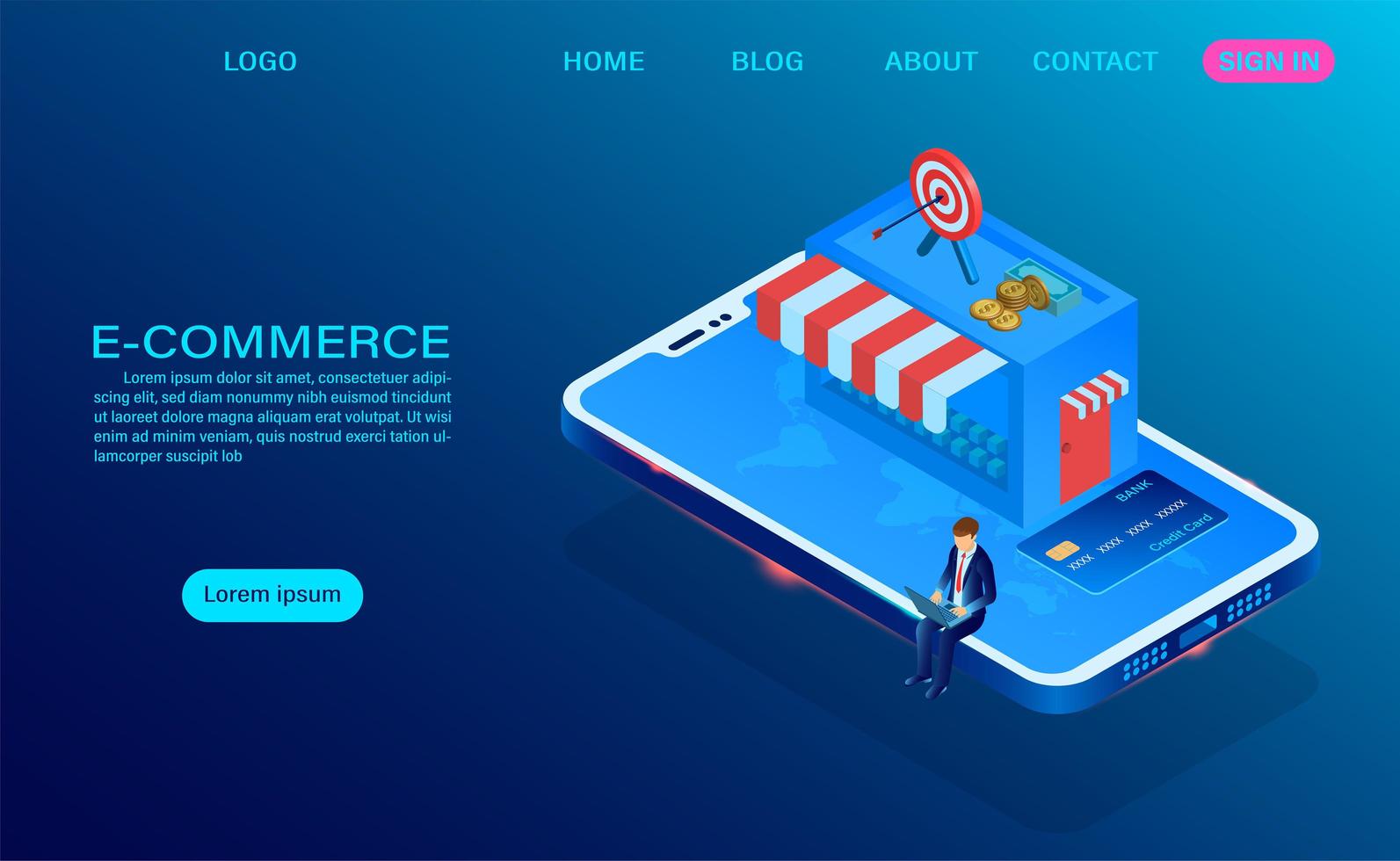 E-Commerce-Shopping-Online-Konzept vektor