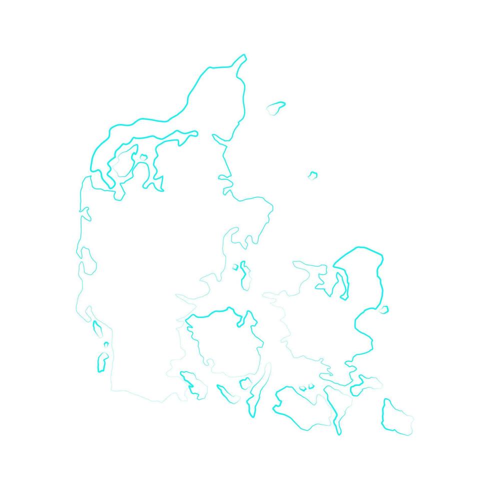 Dänemark-Karte auf weißem Hintergrund dargestellt vektor