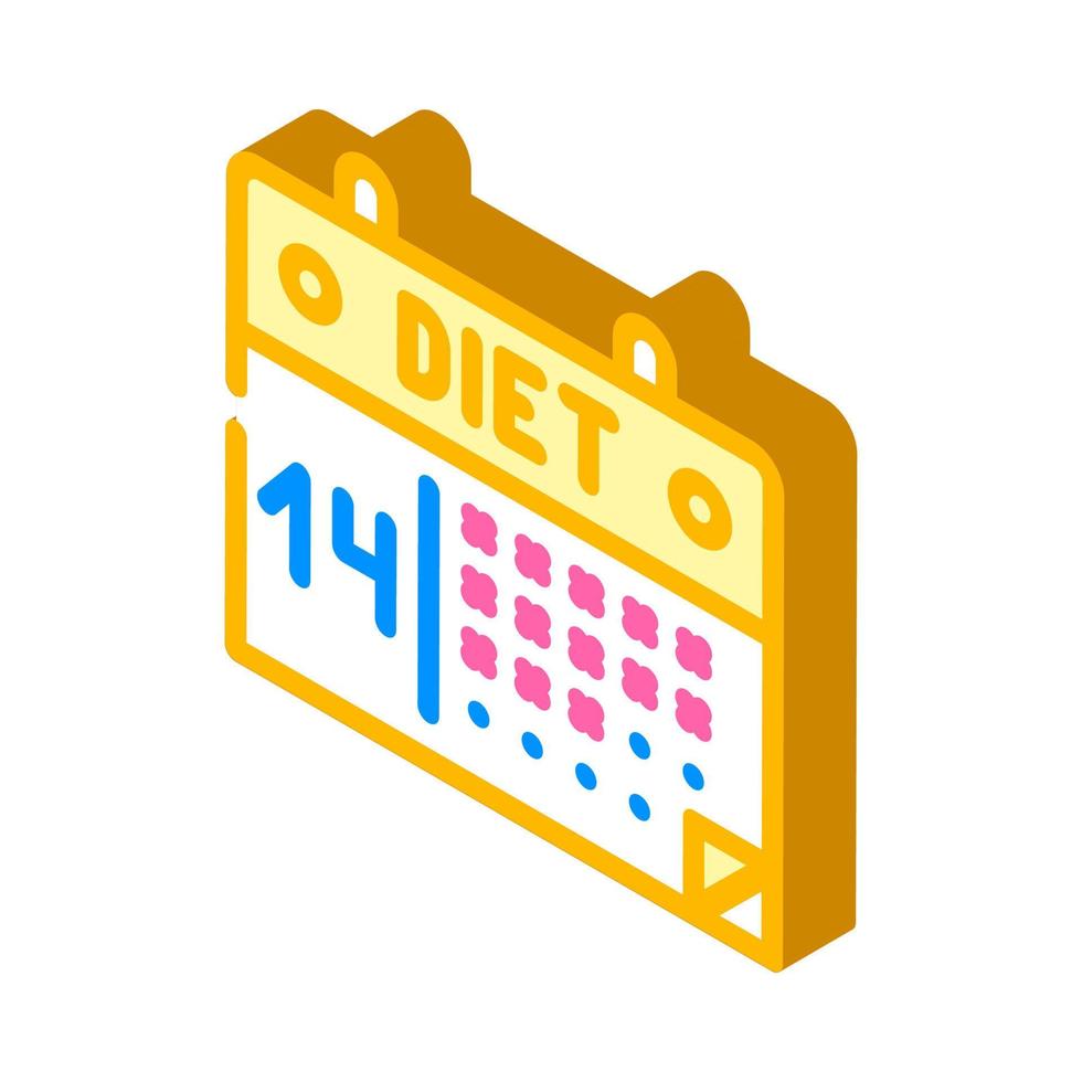 kalender diet isometrisk ikon vektor illustration färg