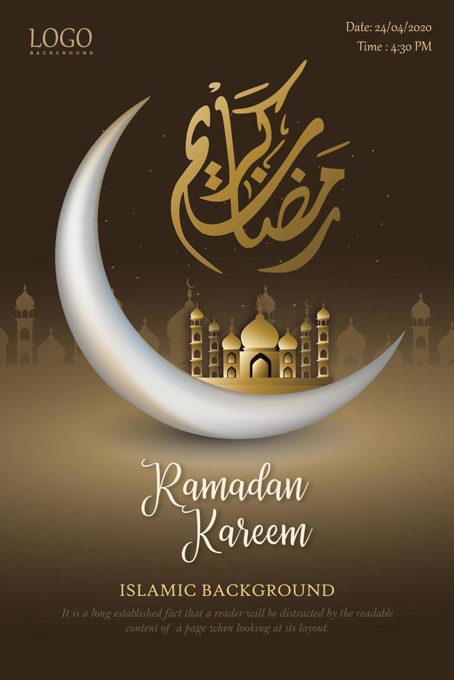 ramadan kareem brun och guld affisch design vektor