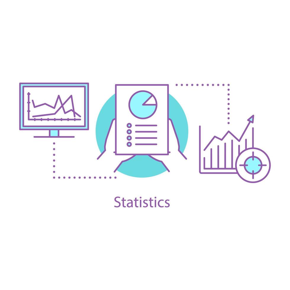 Statistik-Konzept-Symbol. marktanalyseidee dünne linienillustration. Diagramm, Diagramm. Infografik. Vektor isoliert Umrisszeichnung