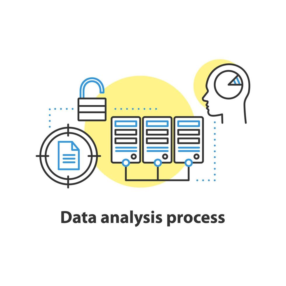 Symbol für das Konzept der Datenanalyse. lösungssuche idee dünne linie illustration. Vektor isoliert Umrisszeichnung