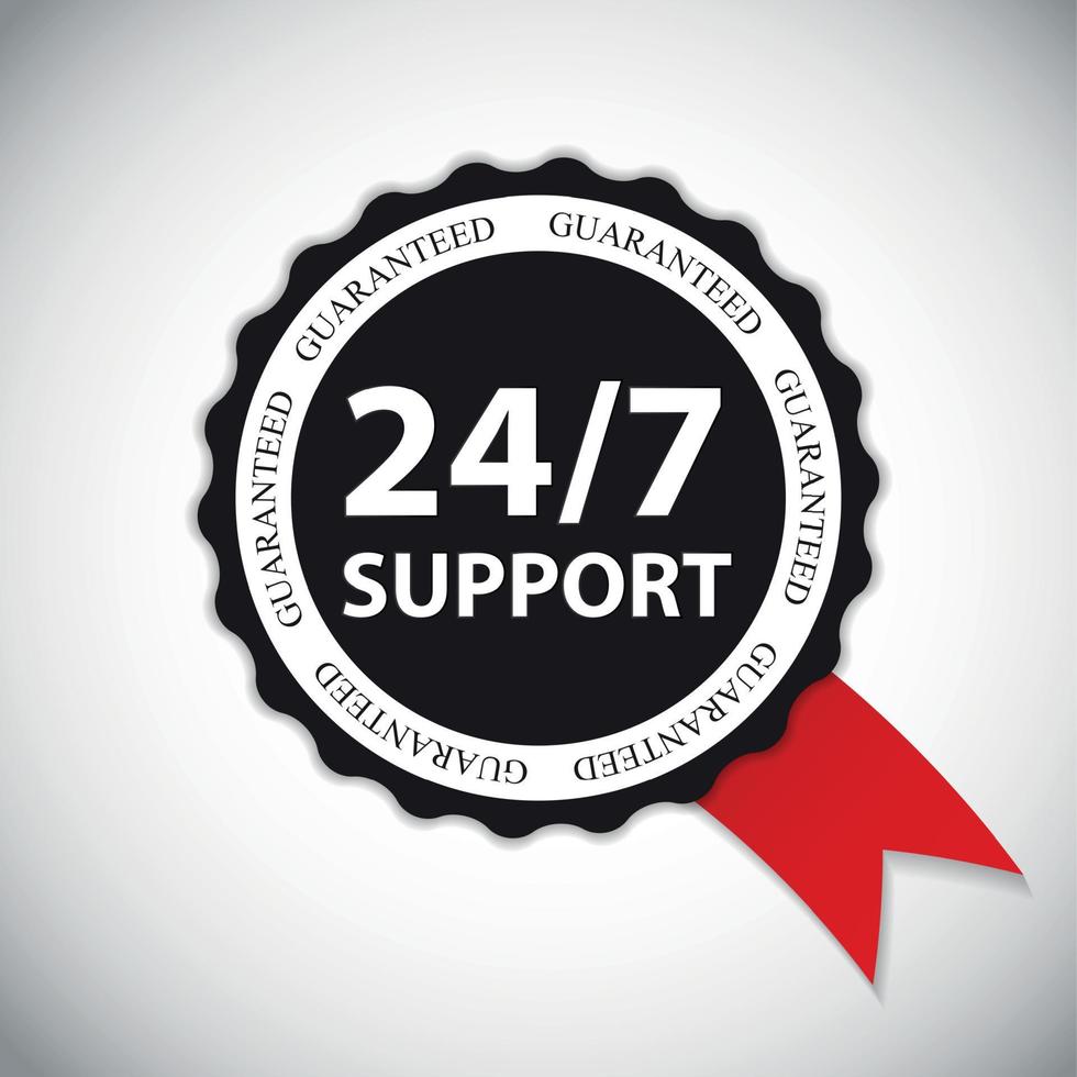 Vektor 24-7 Support-Zeichen, Etikettenvorlage
