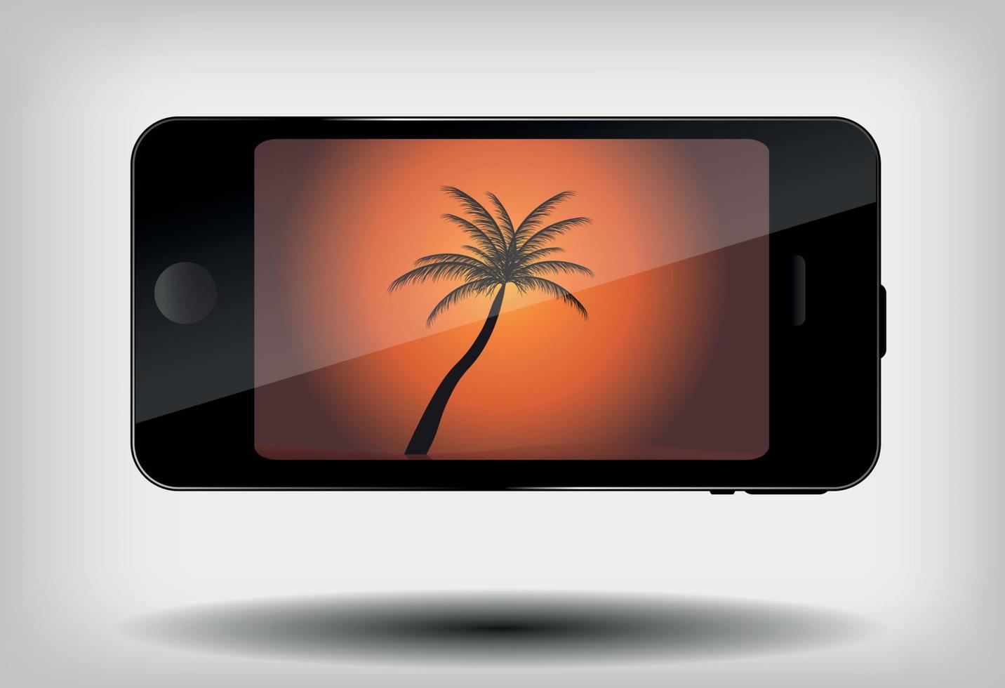 abstrakt mobiltelefon med sommarbakgrund och palmvecto vektor