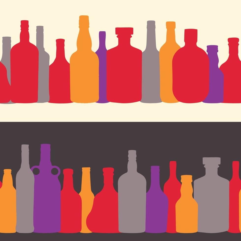 Vektor-Illustration Silhouette Alkoholflasche nahtlose Muster vektor