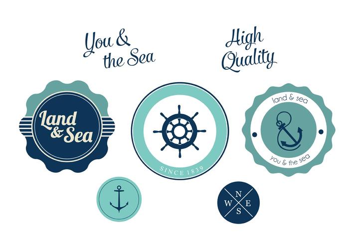 Gratis Nautical Vector Label Set för Sea Lovers