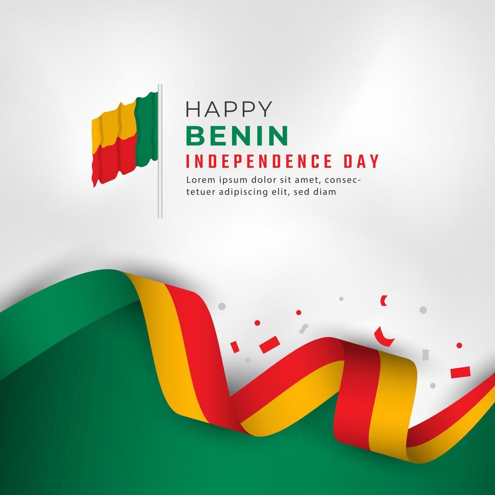 lycklig Benins självständighetsdag 1 augusti firande vektor designillustration. mall för affisch, banner, reklam, gratulationskort eller print designelement