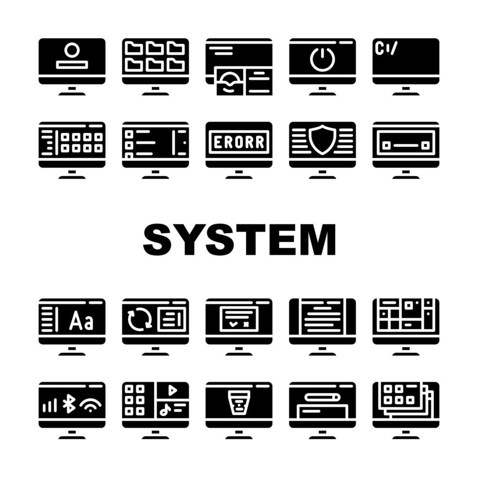 operativsystem pc samling ikoner set vektor