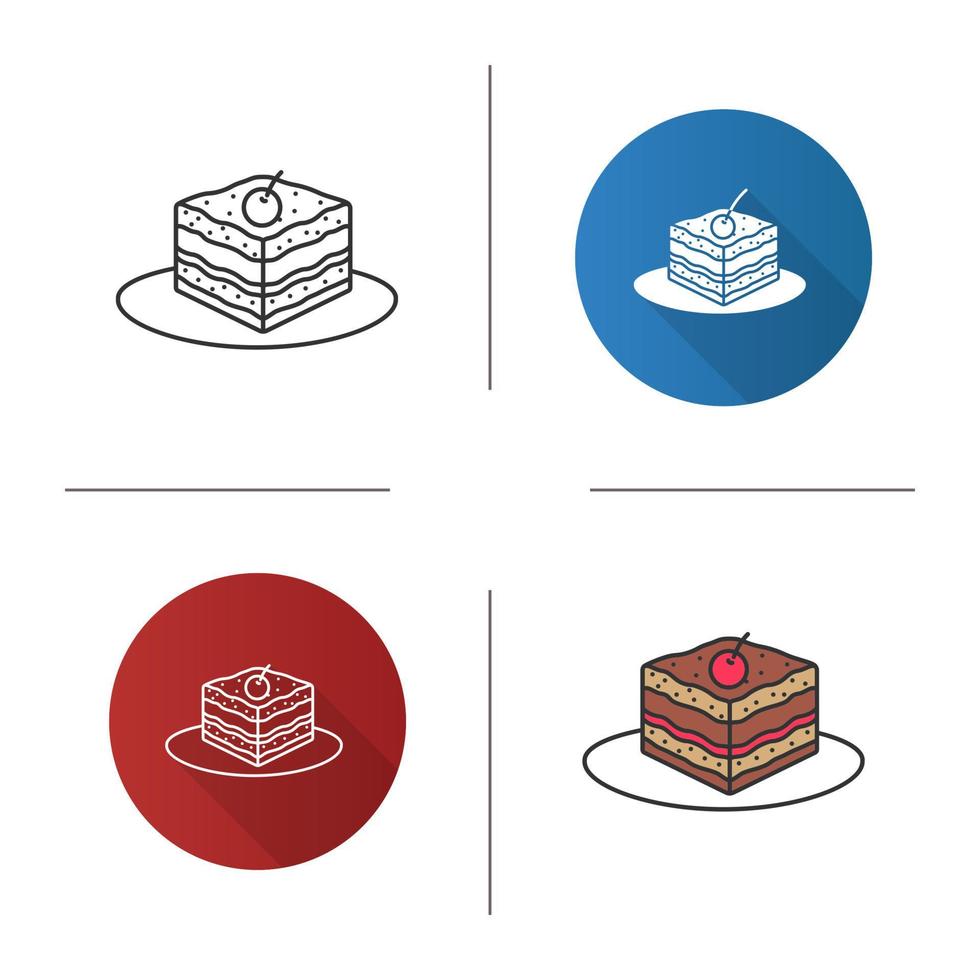 Tiramisu-Symbol. Kuchen mit Kirsche. flaches Design, lineare und Farbstile. isolierte Vektorgrafiken vektor