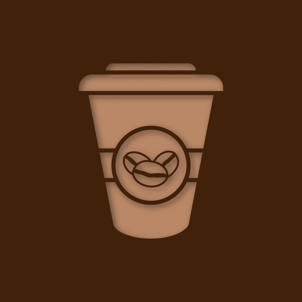 Kaffee zum Mitnehmen Papier ausgeschnittenes Symbol. Einweg-Kaffeebecher mit Deckel. vektorschattenbild lokalisierte illustration vektor