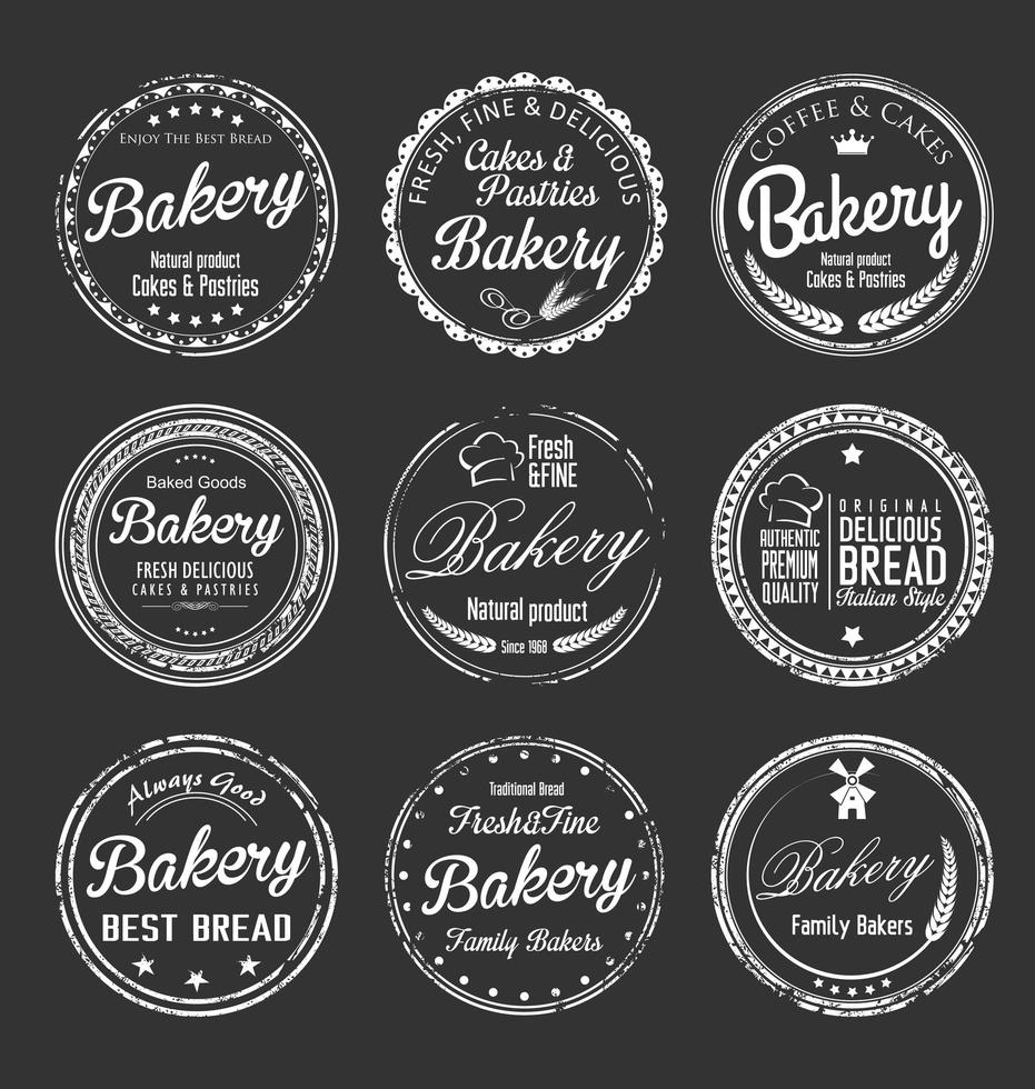 Retro Bäckerei Etiketten vektor