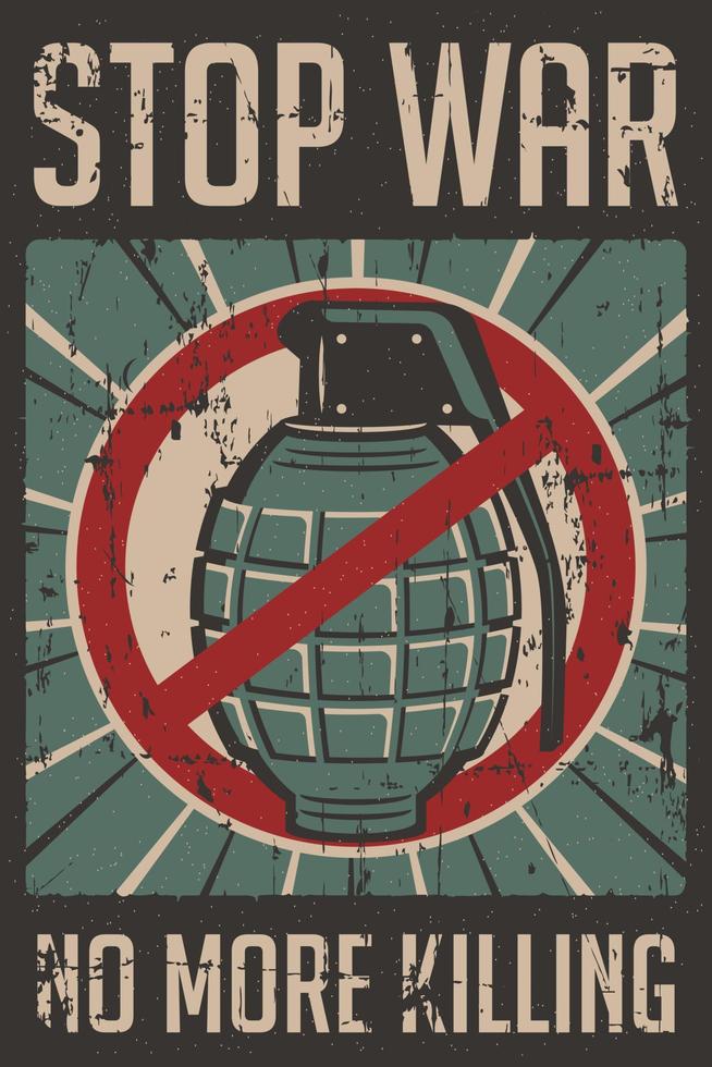 stoppa krig stoppa våld inte mer dödande meddelande retro affisch vektor