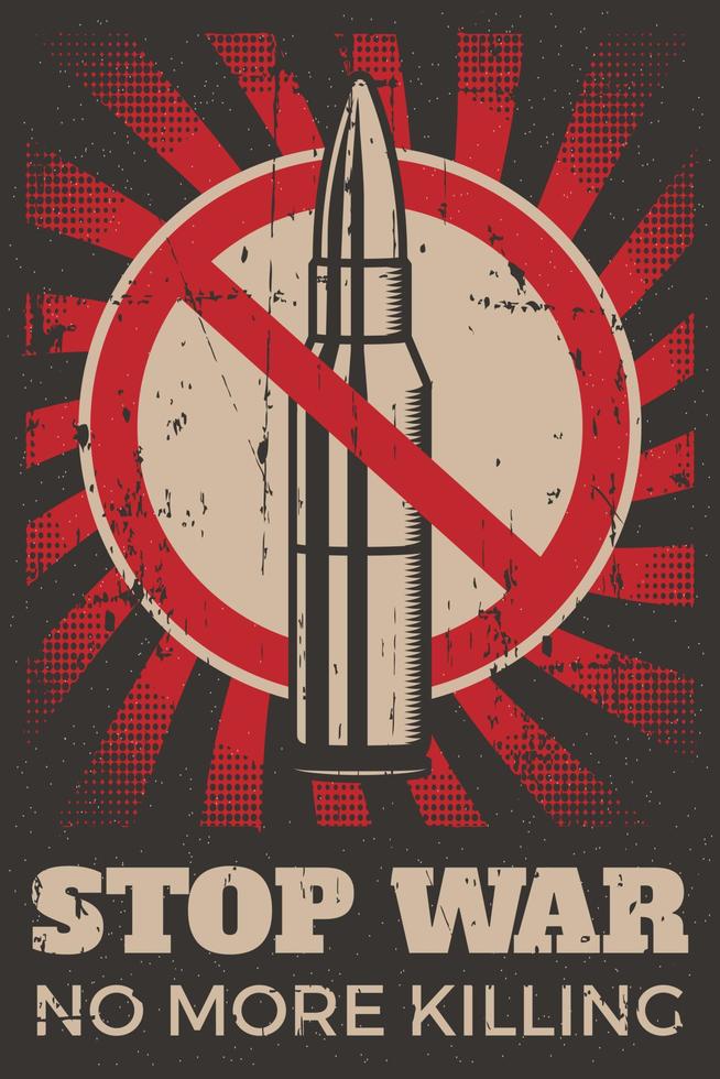 stop war meddelande retro affisch vektor