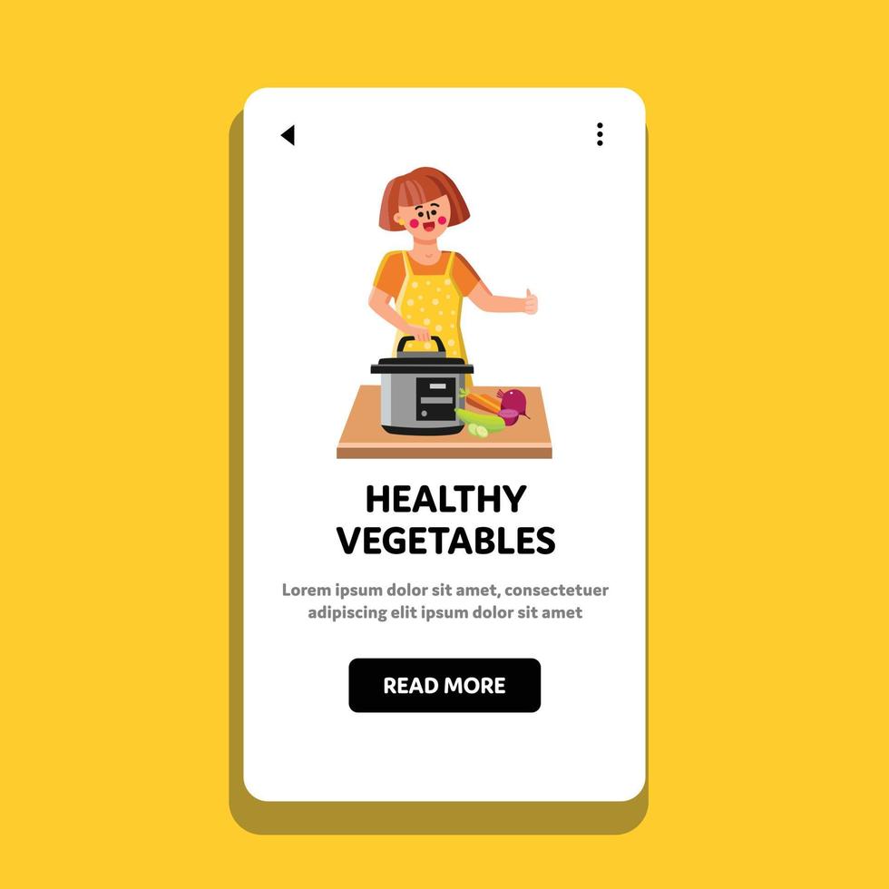 hälsosamma grönsaker matlagning ung kvinna vektor