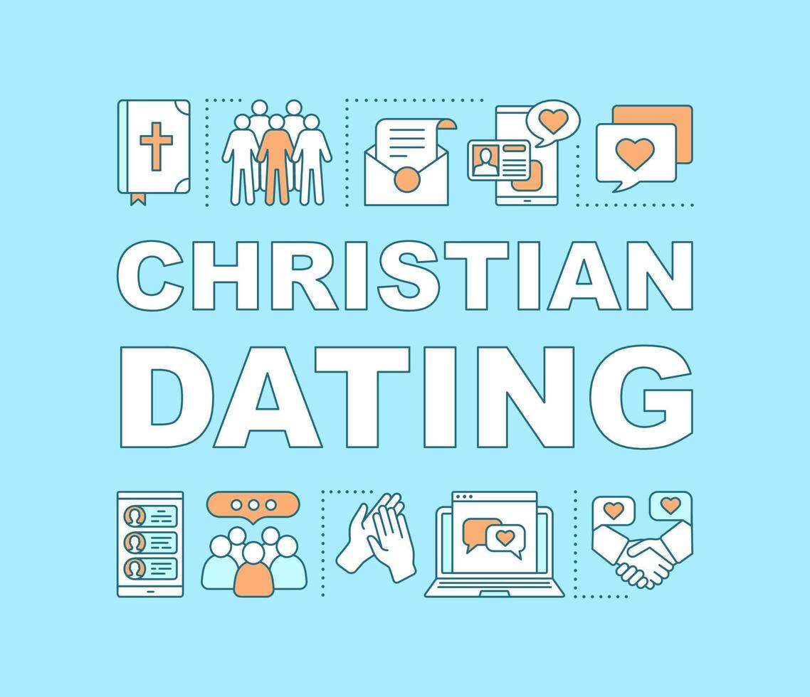 Banner für christliche Dating-Wortkonzepte. Datum nach Religion. religiöses, kulturelles Matchmaking. Präsentation, Webseite. isolierte beschriftungstypografieidee mit linearen symbolen. Vektor-Umriss-Illustration vektor