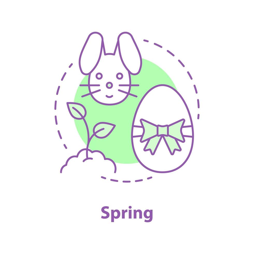 vårsäsong koncept ikon. påsk idé tunn linje illustration. påskägg och kanin. vektor isolerade konturritning