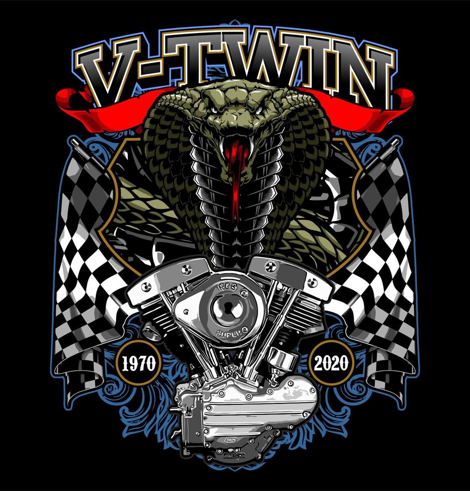 v-twin och king cobra motor ... vektor