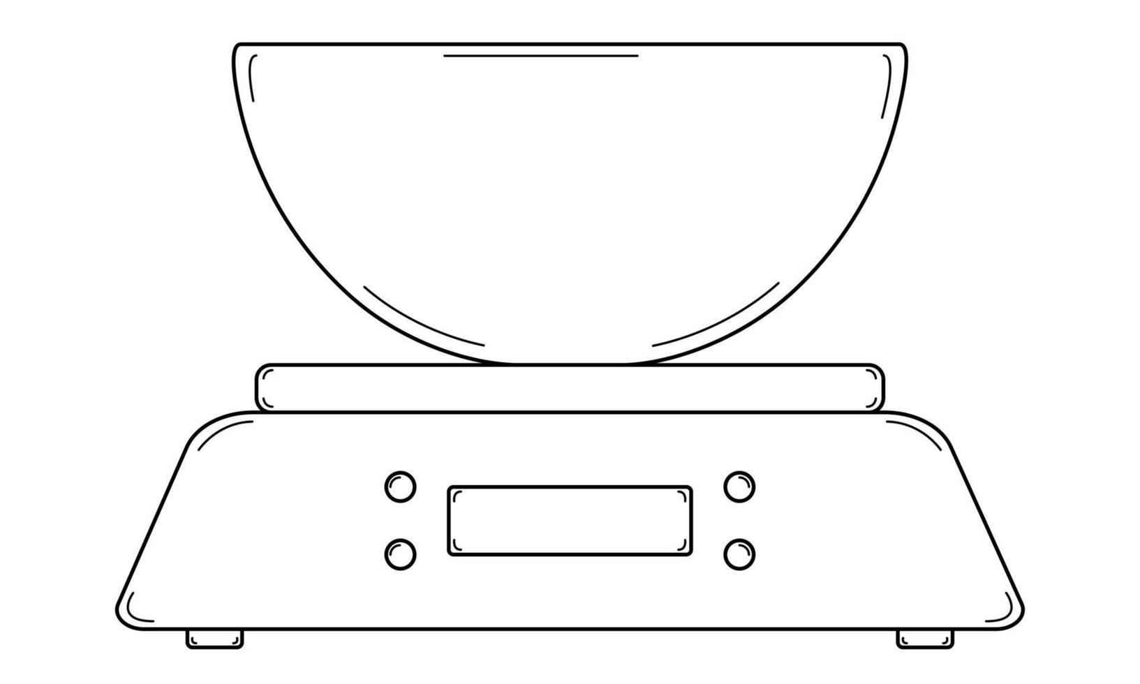 handritad köksvåg. verktyg för att mäta ingrediensernas vikt vid matlagning. doodle stil. skiss. vektor illustration