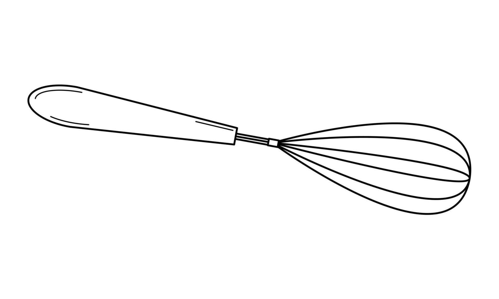 handgezeichneter Küchenschneebesen. Schlagwerkzeug zum Backen. Doodle-Stil. skizzieren. Vektor-Illustration vektor