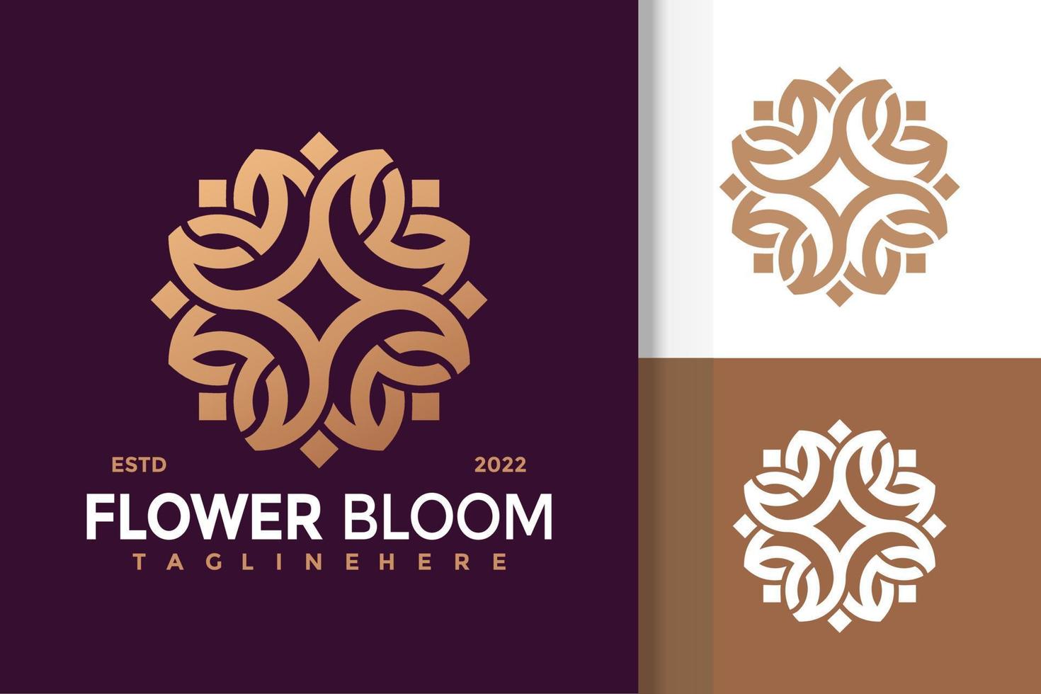 Luxus-Blumenblüte-Spa-Logo-Design-Vektorvorlage vektor