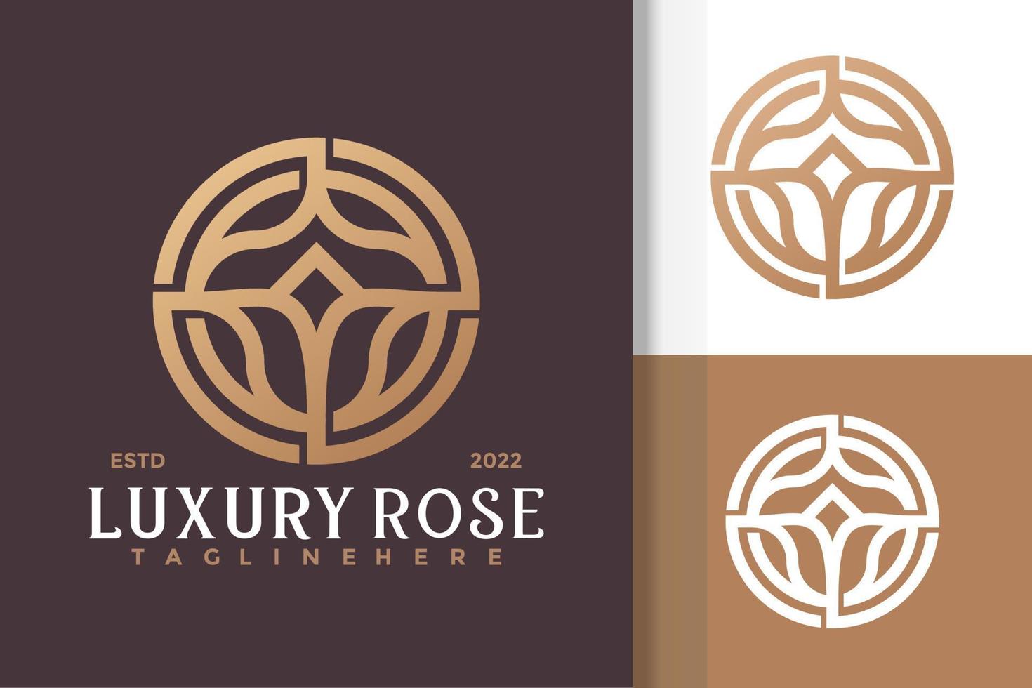 lyxig elegant ros blomma logotyp design vektor mall