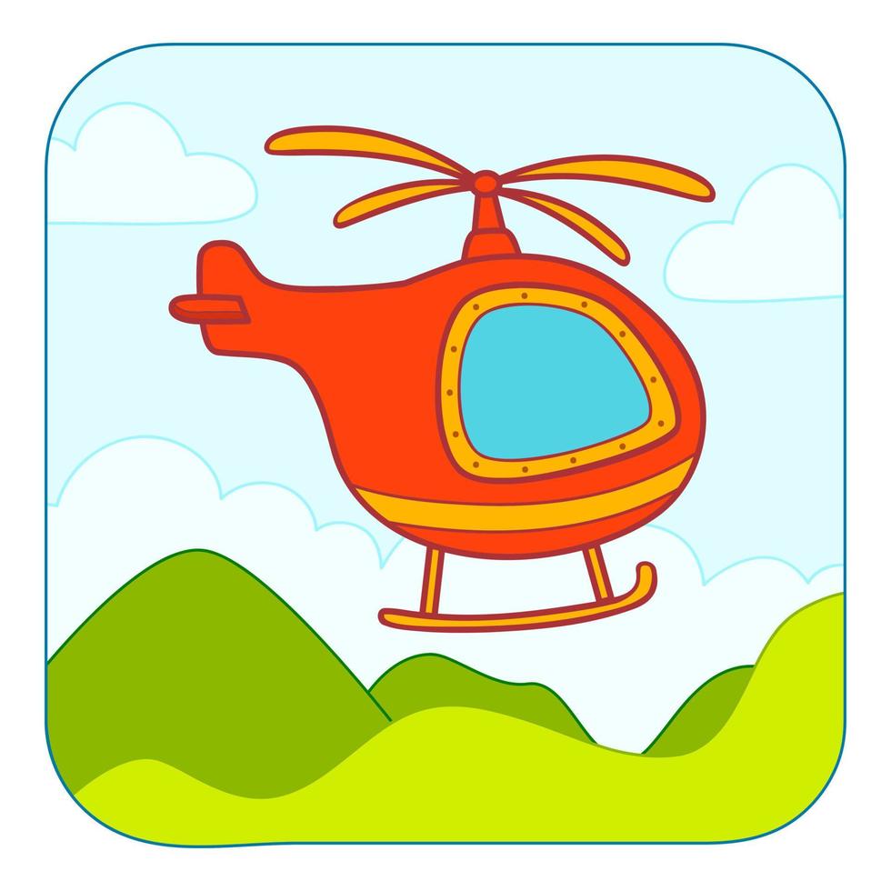 niedlicher Hubschrauber-Cartoon. Hubschrauber-Clipart-Vektorillustration. Natur Hintergrund vektor