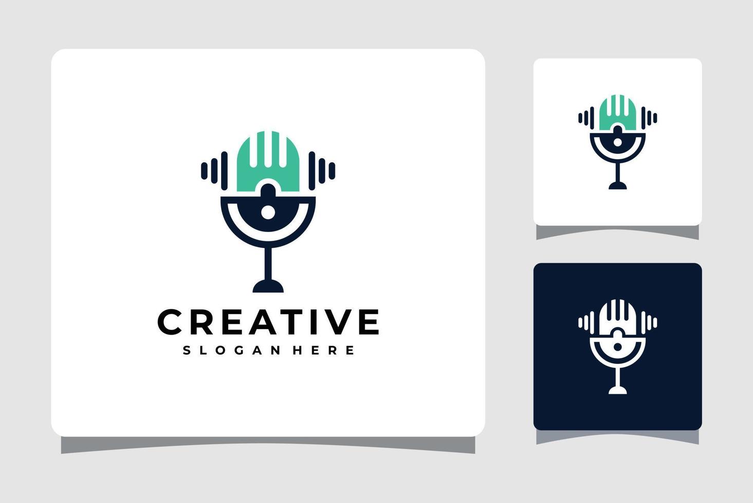 podcast eller radio logotyp mall med visitkort design inspiration vektor