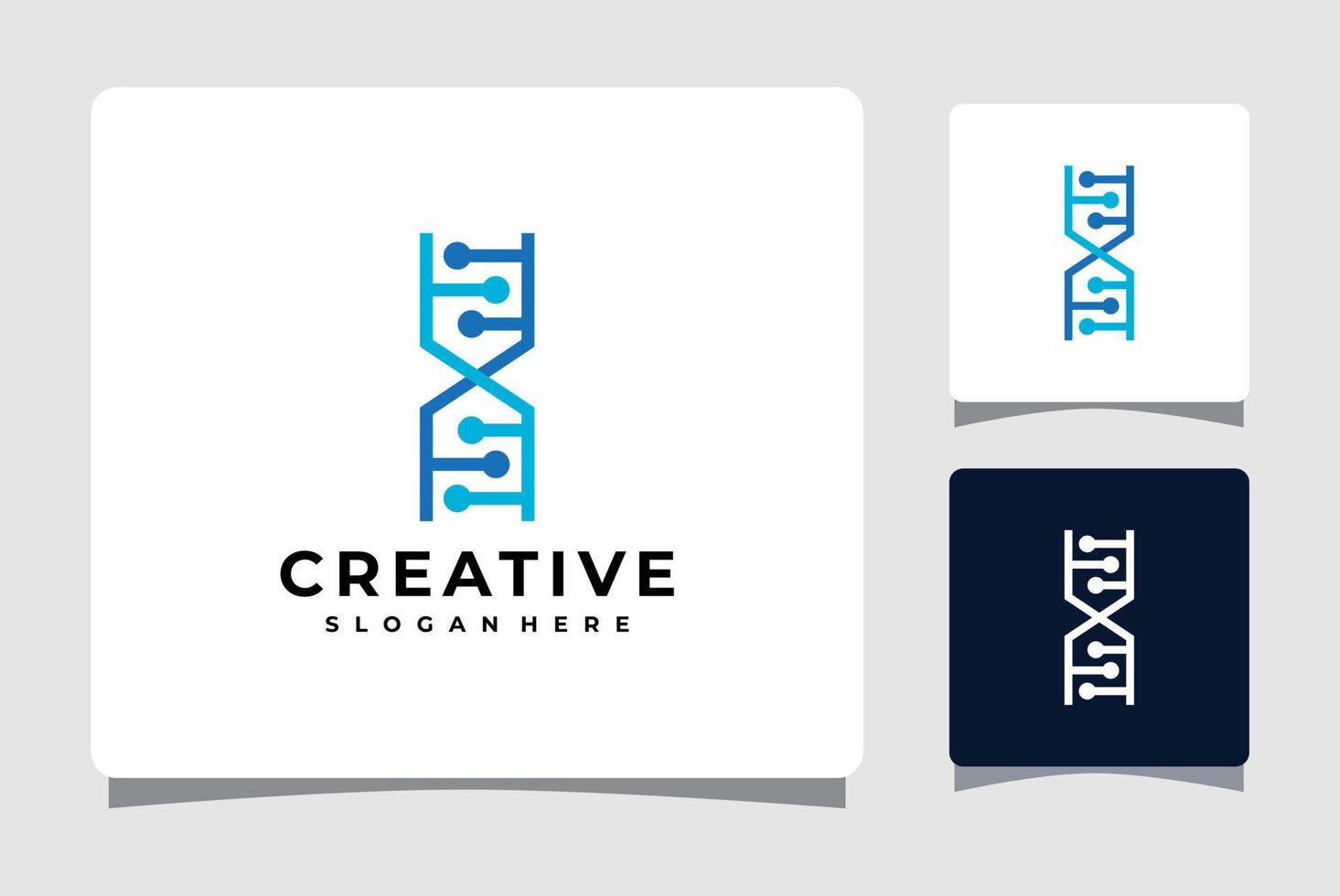 DNA-Logo-Vorlage mit Visitenkarten-Design-Inspiration vektor