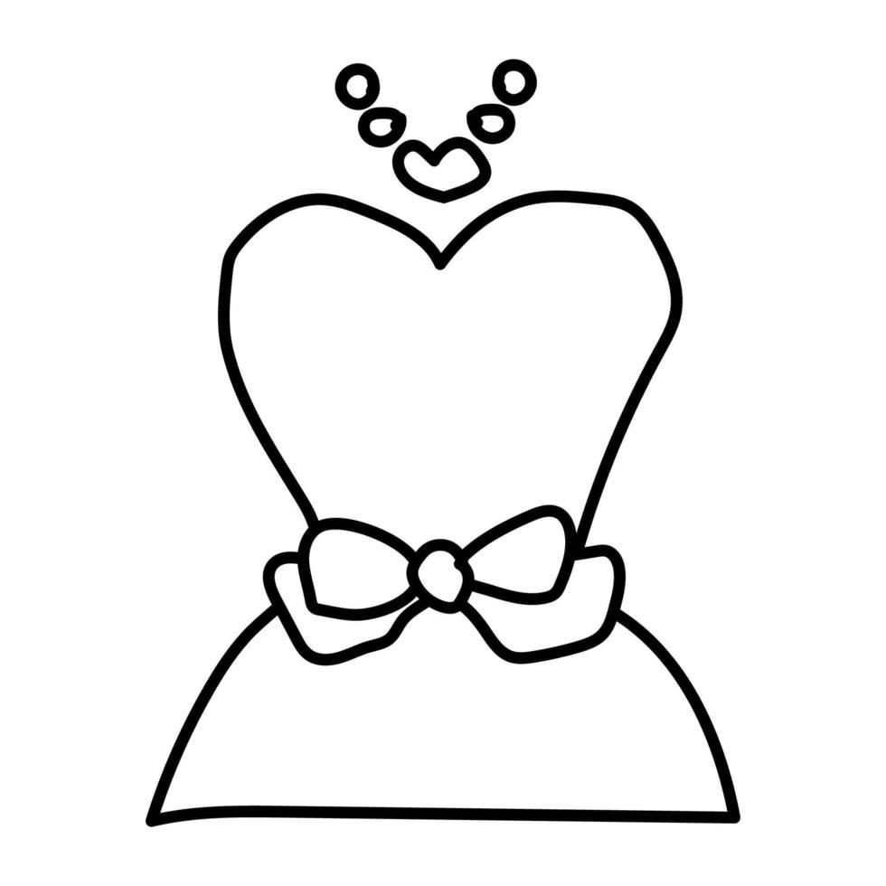 Symbol für die Linie des Hochzeitskleides. Zeichen im linearen Stil. Kleid-Umriss-Vektor-Symbol. Symbol, Logoabbildung. vektor