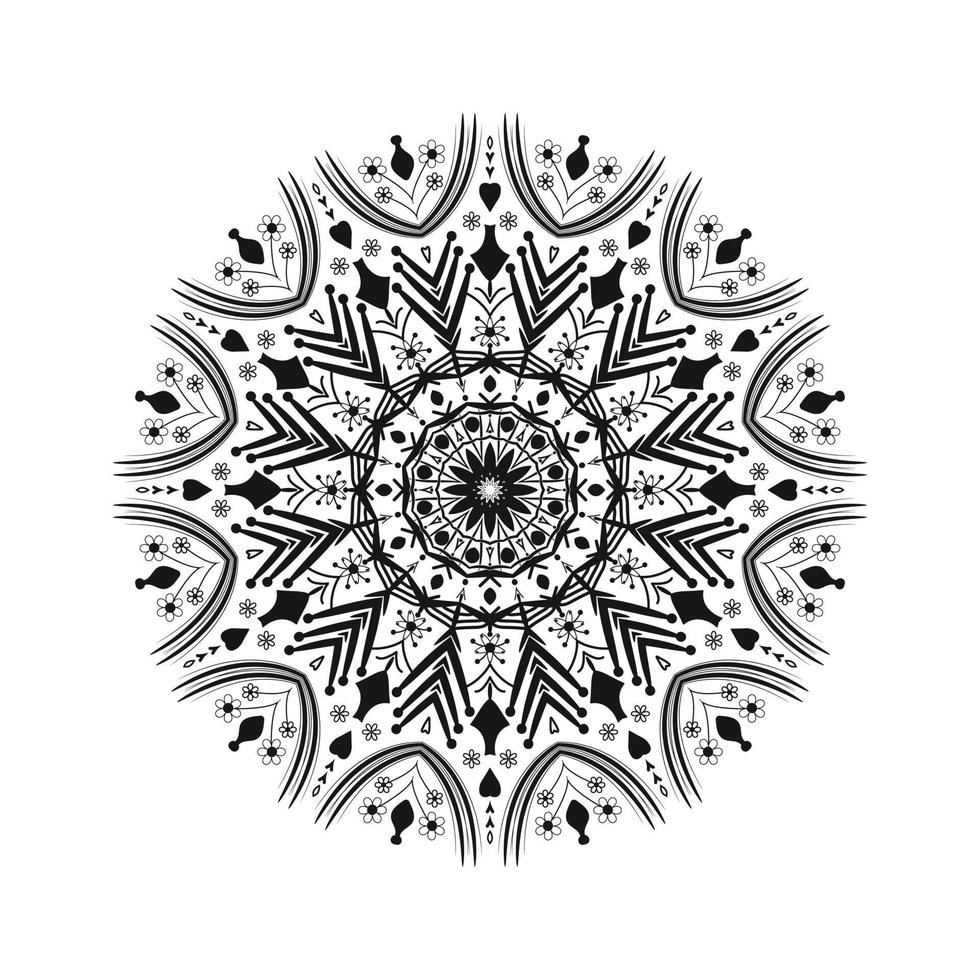 blank och vit dekorativ mandala design blommig bakgrund designeb vektor