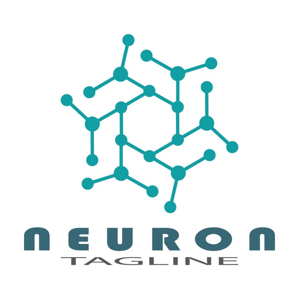 neuron logotyp eller nervcell logotyp design illustration mall ikon med vektor koncept