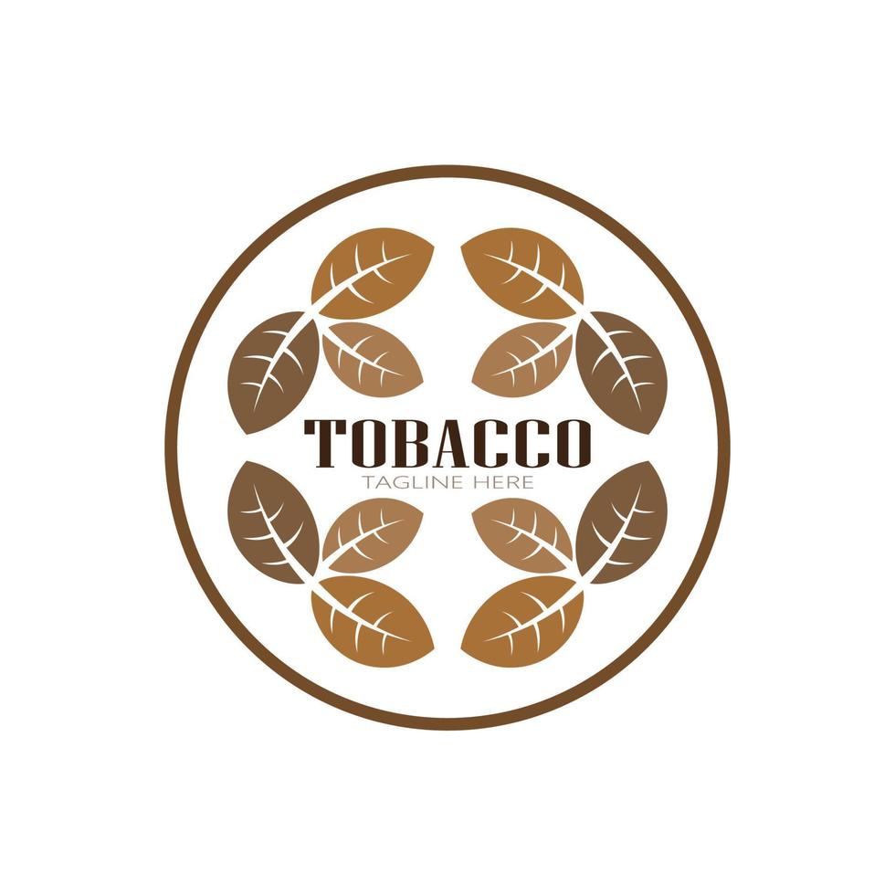 tabakblattlogo, tabakfeld und tabakzigarettenlogoschablonendesignvektor vektor