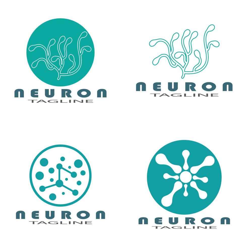 neuron logotyp eller nervcell logotyp design illustration mall ikon med vektor koncept