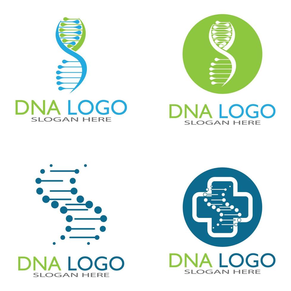 dna vektor logotyp designmall. modern medicinsk logotyp. laboratorievetenskap ikon symbol. färgglad farmakologi tecken-vektor