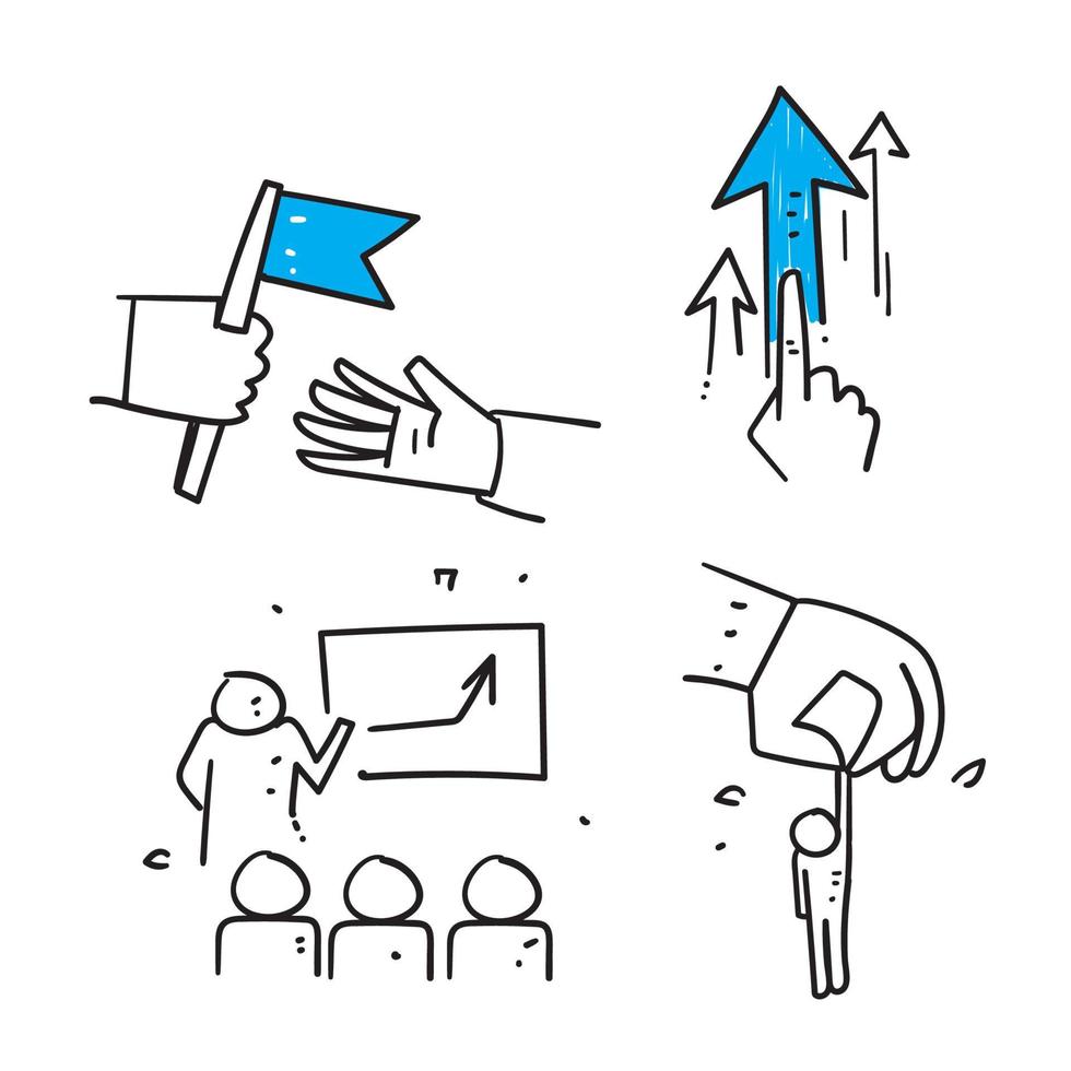 handritad doodle illustration relaterad till coaching och affärsmotivation vektor