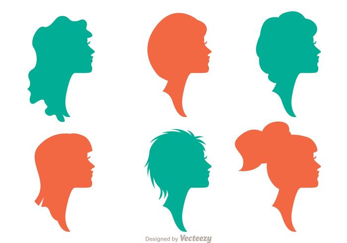 Silhouette Frau mit Frisuren Vektoren Pack 1