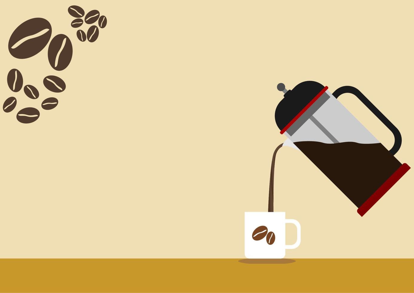 redigerbar fransk press kaffebryggning vektor illustration text bakgrund, kan användas för café reklam