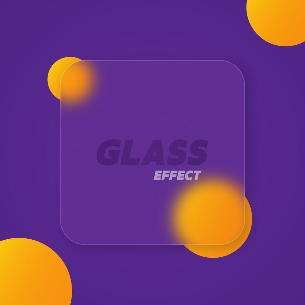 Glasüberlagerungseffekt lokalisiert auf abstraktem Hintergrund. Glas-Morphismus-Stil-Vektor-Illustration. vektor