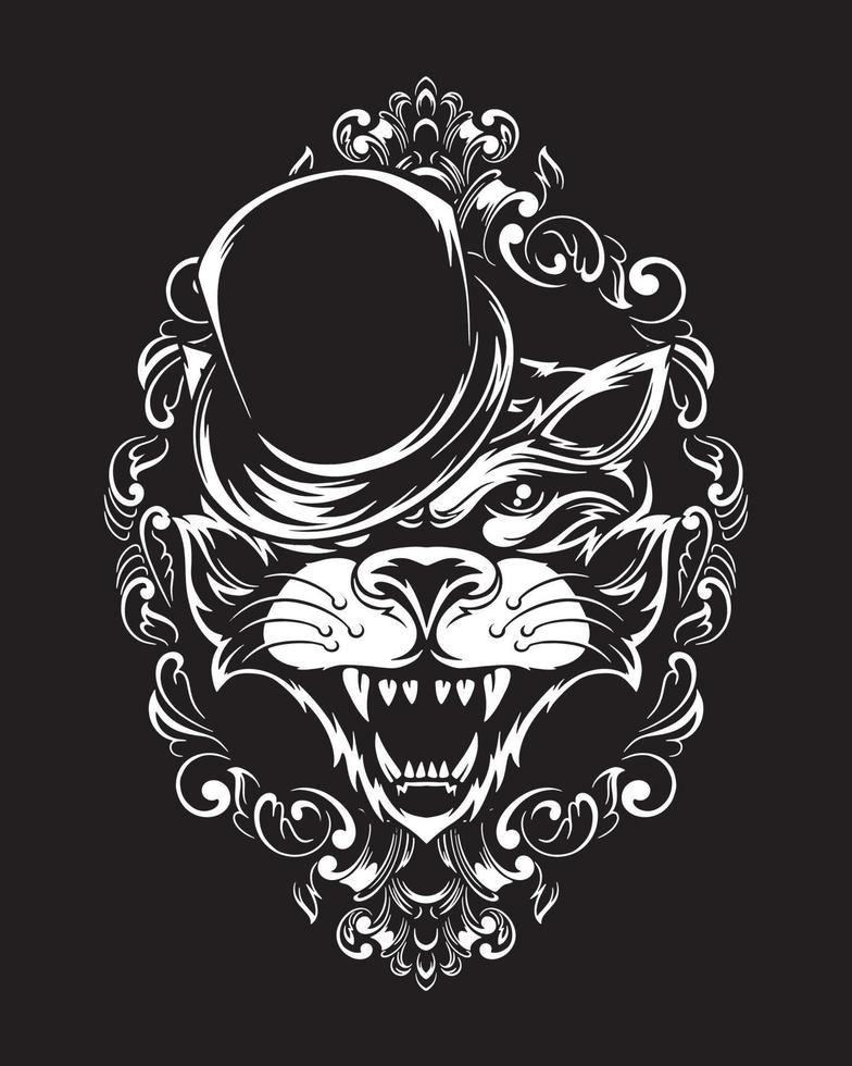 magiker katt konstverk illustration och t-shirt design vektor