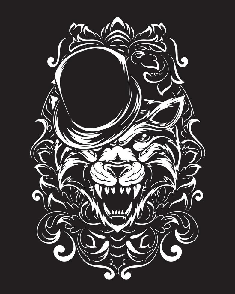 magier tiger kunstwerkillustration und t-shirt design vektor