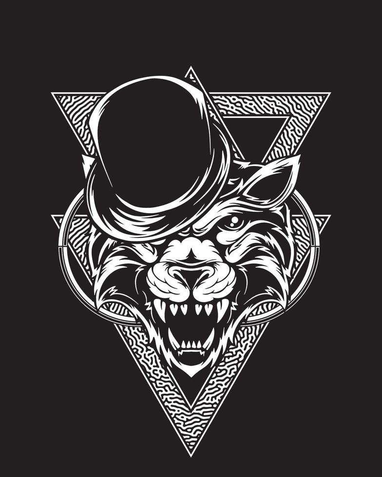 magier tiger kunstwerkillustration und t-shirt design vektor