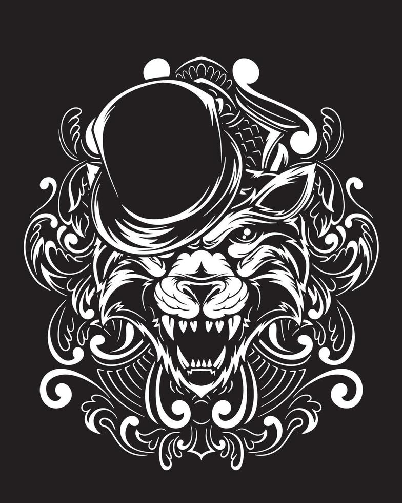 magiker tiger konstverk illustration och t-shirt design vektor