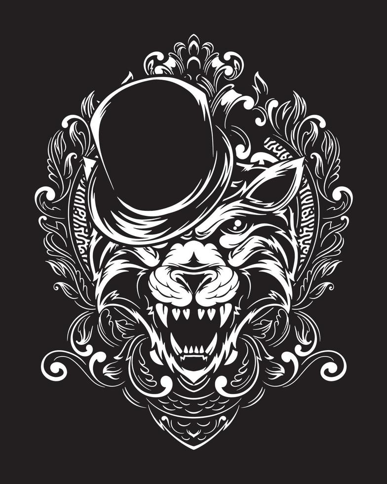 magier tiger kunstwerkillustration und t-shirt design vektor