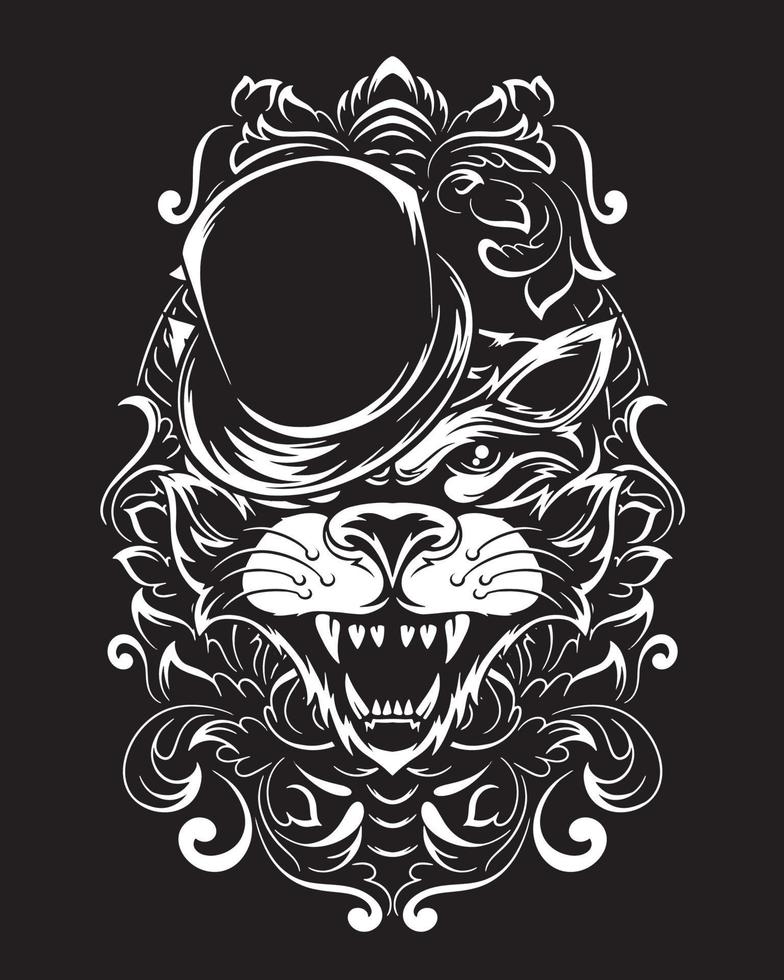 magiker katt konstverk illustration och t-shirt design vektor