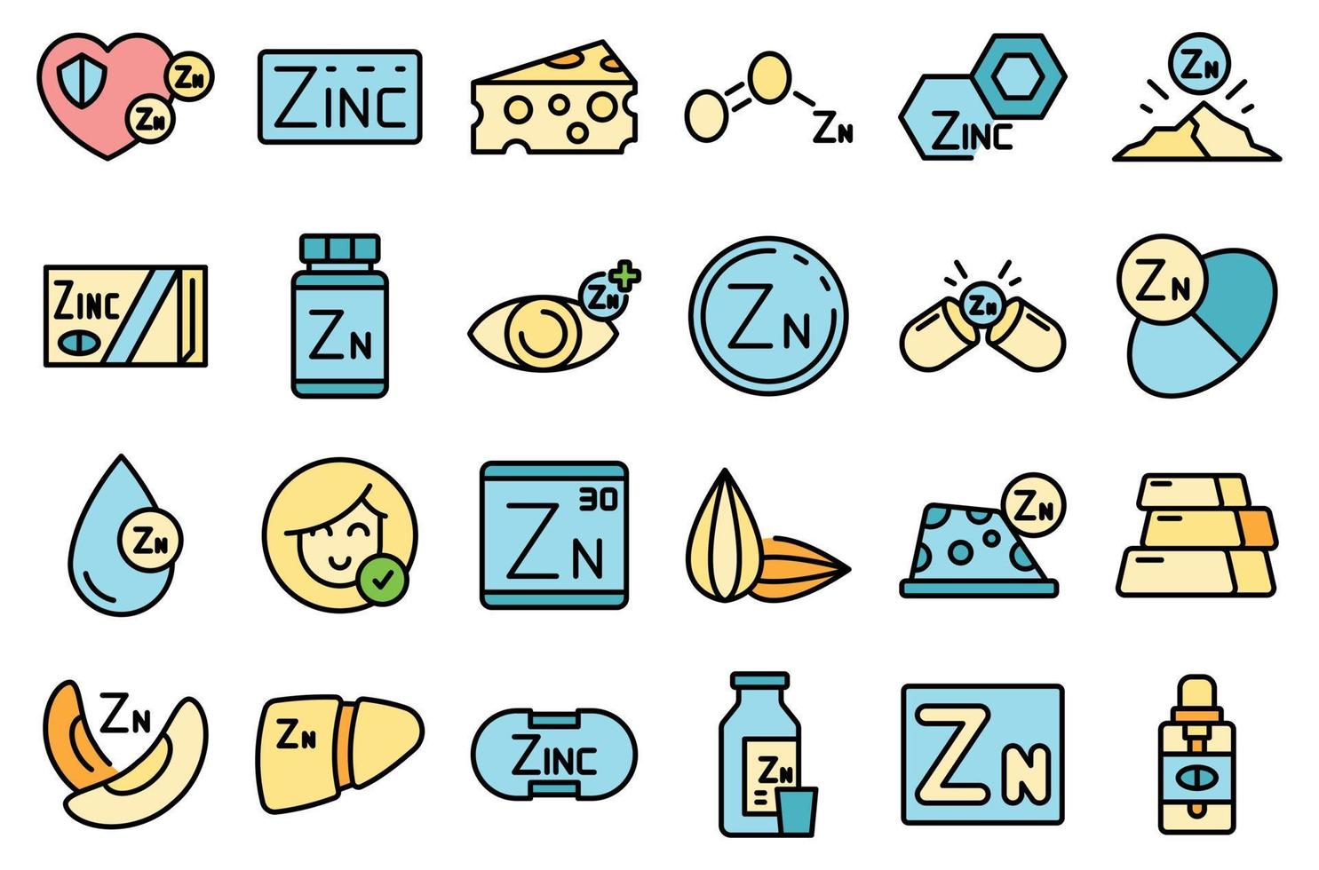 zink ikoner som vektor platt