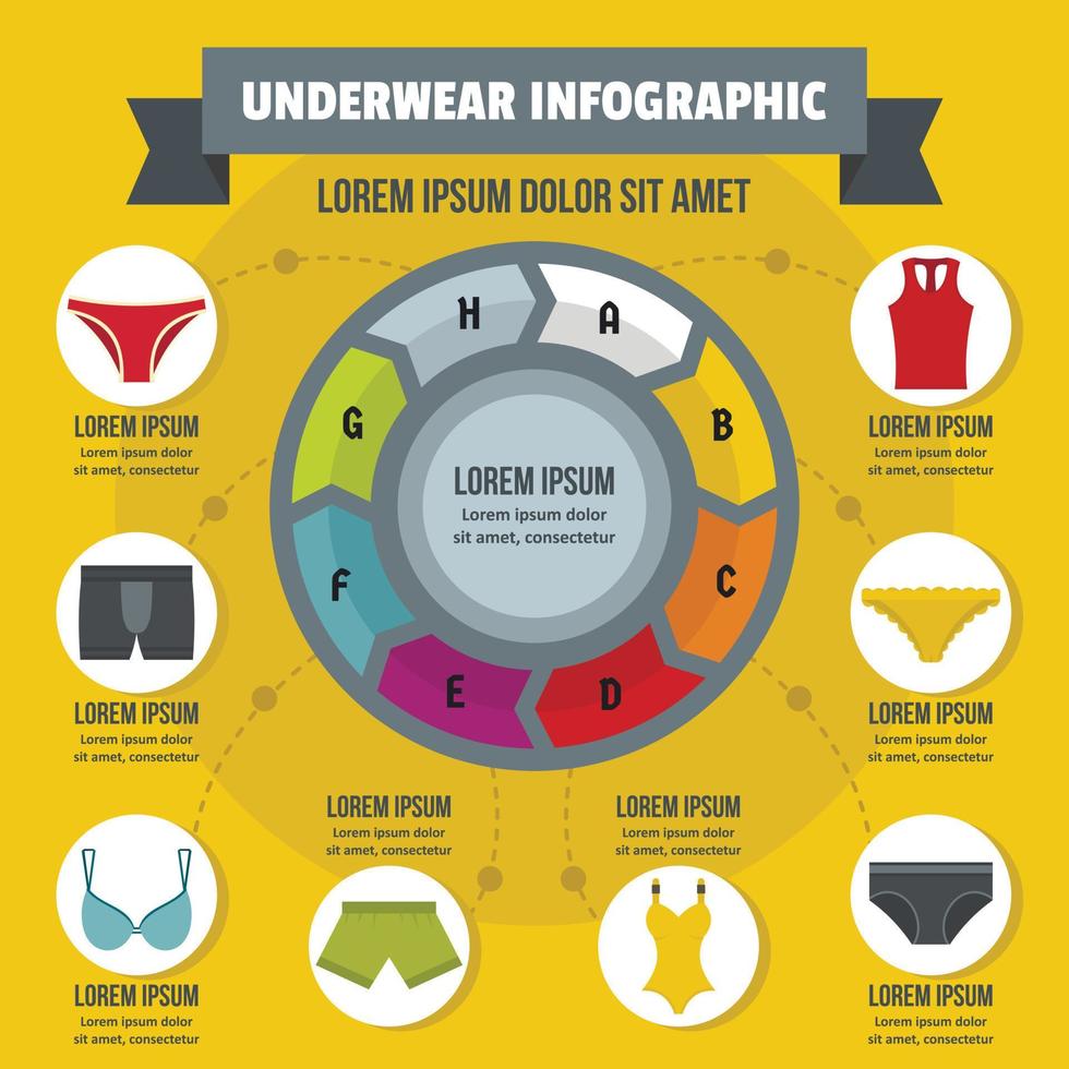 underkläder infographic koncept, platt stil vektor