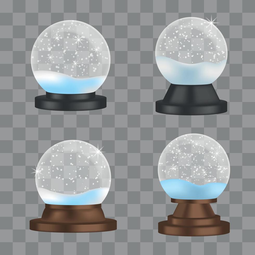 snowglobe ikoner set, realistisk stil vektor