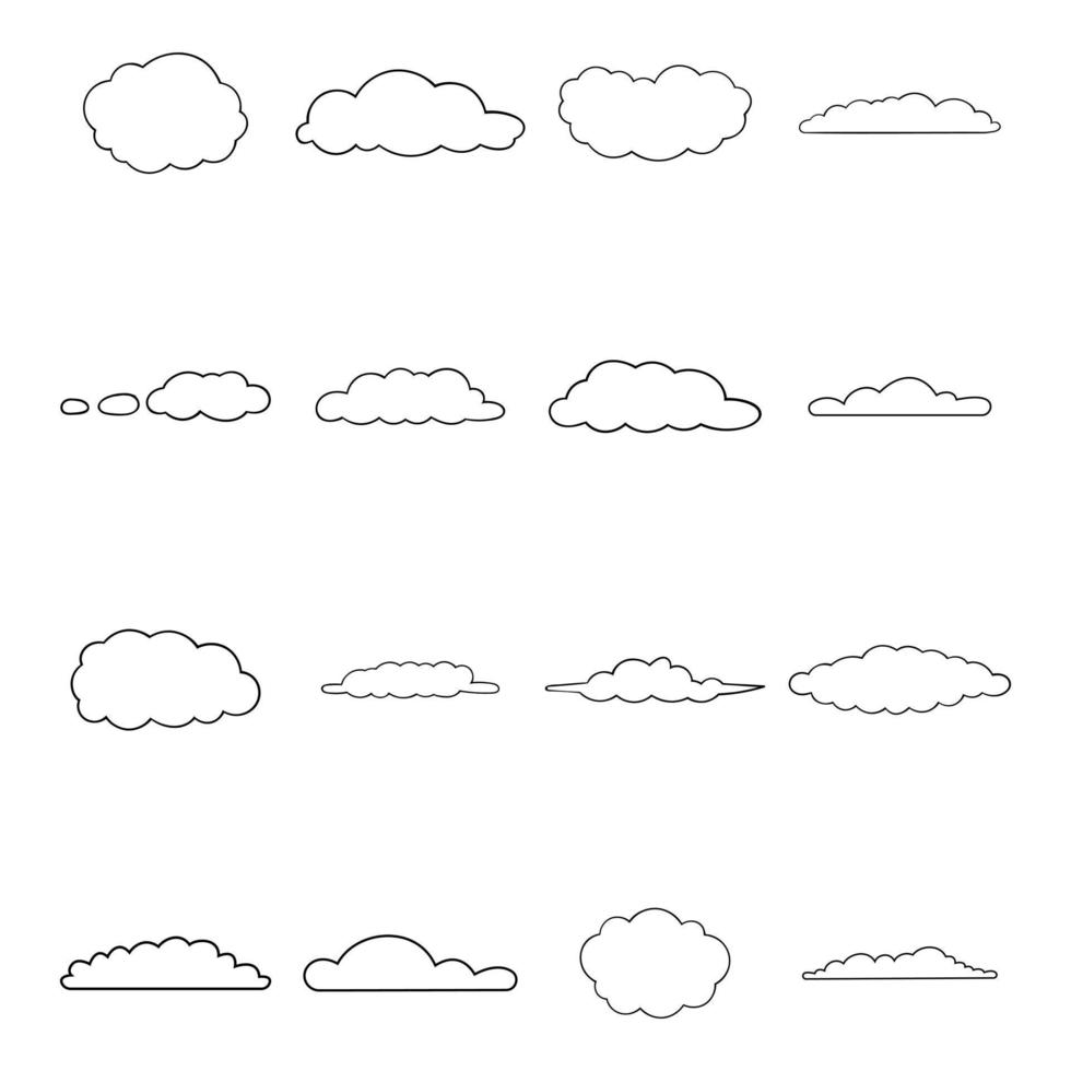 Wolken-Icon-Set-Gliederung vektor