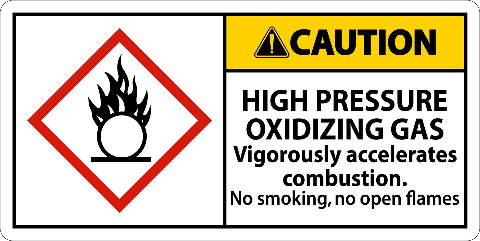Achtung Hochdruck oxidierendes Gas GHS-Zeichen auf weißem Hintergrund vektor