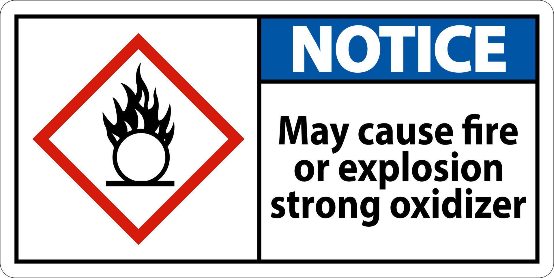 meddelande kan orsaka brand eller explosion tecken på vit bakgrund vektor